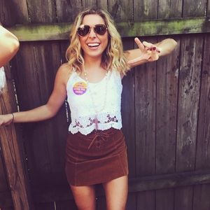 Forever 21 White Floral Lace Crop Top